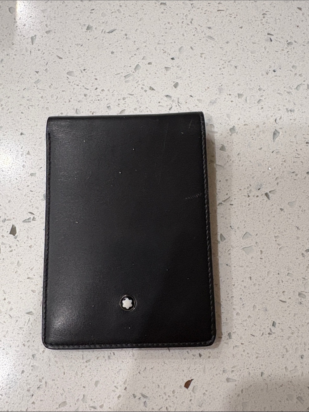 Mont Blanc Black Leather Passport Wallet with Star Emblem